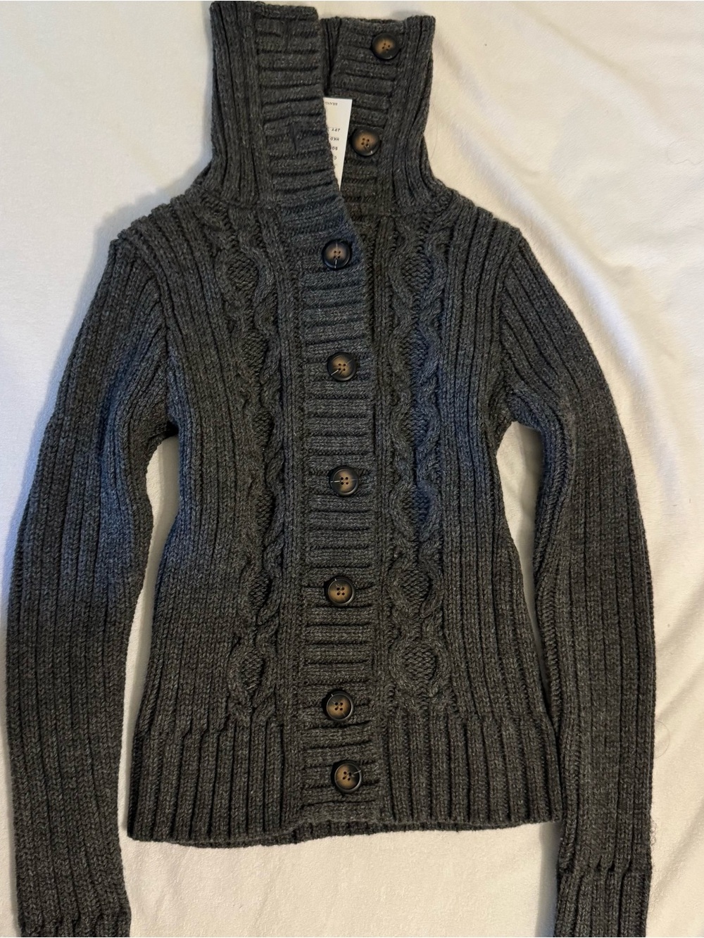 Brandy Melville Dark Gray Cable-Knit Button Cardigan Sweater